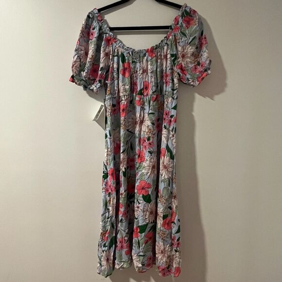 Luxology Sky Blue Floral Flowy Boho Chic Spring Summer Dress Size Small NWT - Picture 5 of 7